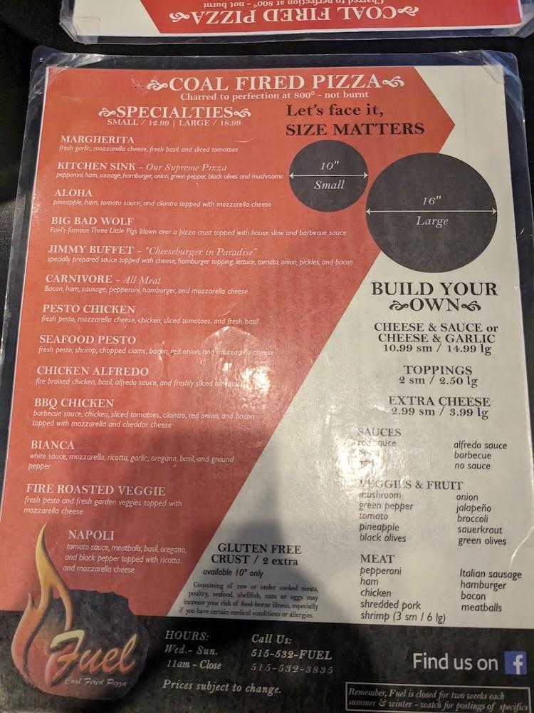 Fuel Coal-Fired Pizza and Coffee Bar Menu image 2